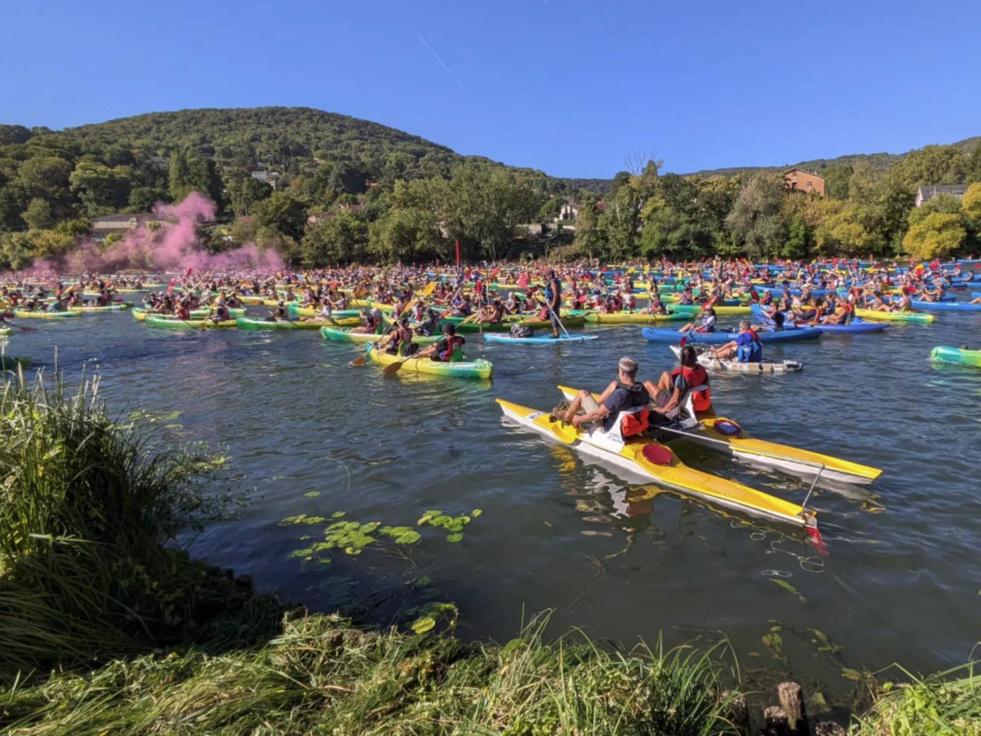 départ de la Randonnée Lyon kayak 14km à Rochetaillée